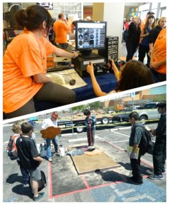 Kids interacting with peers and faculty.